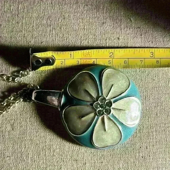 Vintage KC stamped necklace and earrings set, silver and green, + Stone necklace - Picture 13 of 16